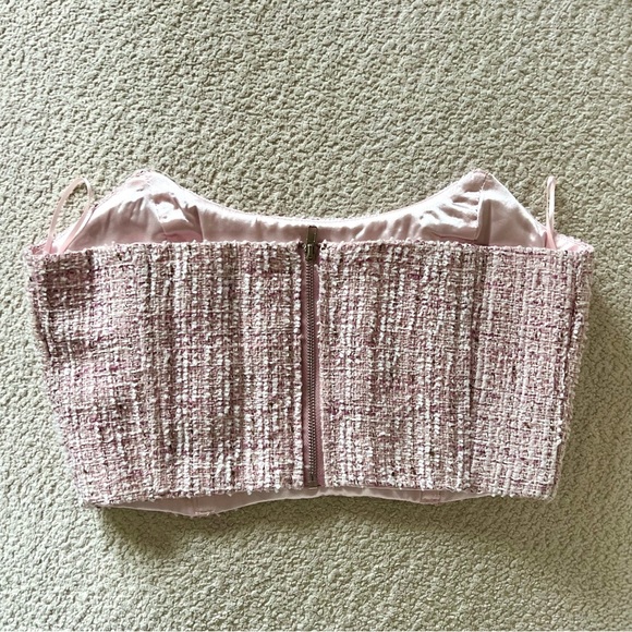 COPY - En Saison Pink Tweed Bustier/Corset/Tube Crop Top - Picture 4 of 6